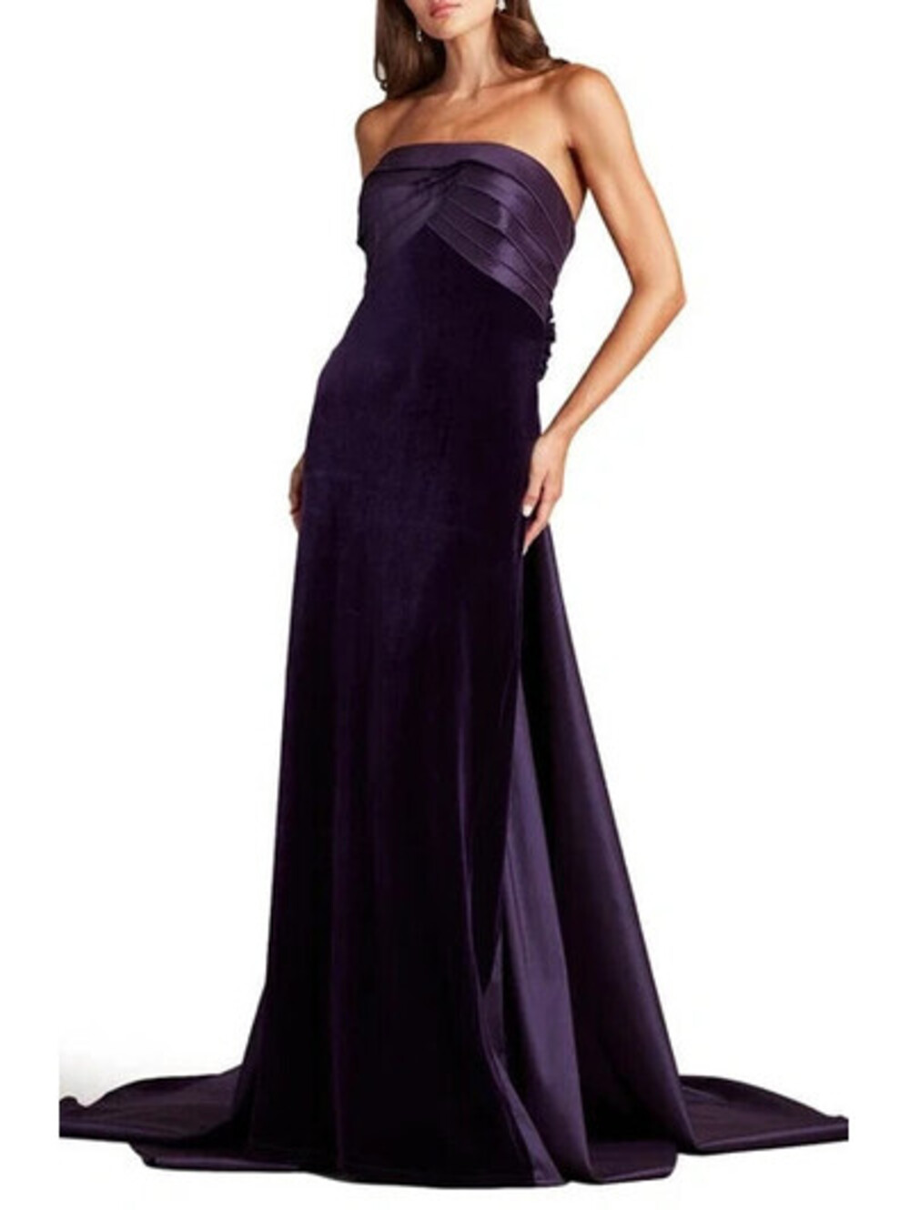 NEW Tadashi Shoji Strapless Velvet & Satin Gown In Purple SZ 8 #LD561